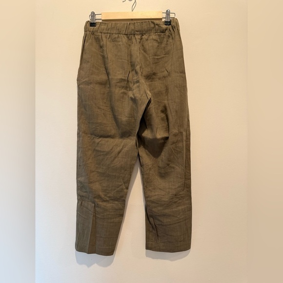 Babaton Aritzia Linen Blend Pull On Pants In a Green Tan Color size Small EUC - Picture 2 of 8